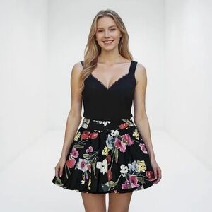 AMERICAN LIVING by RALPH LAUREN Size 10 Black Bright Floral Skirt